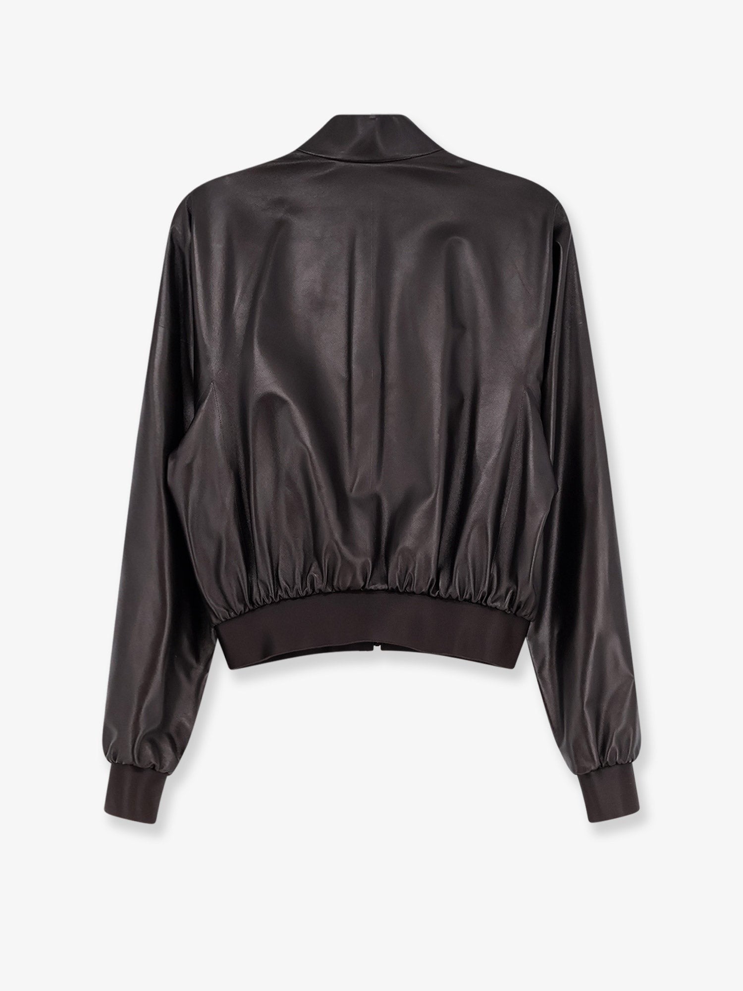 Gucci Women's Soft Nappa Leather Bomber Jacket Brown
