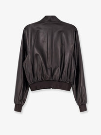 Gucci Women's Soft Nappa Leather Bomber Jacket Brown