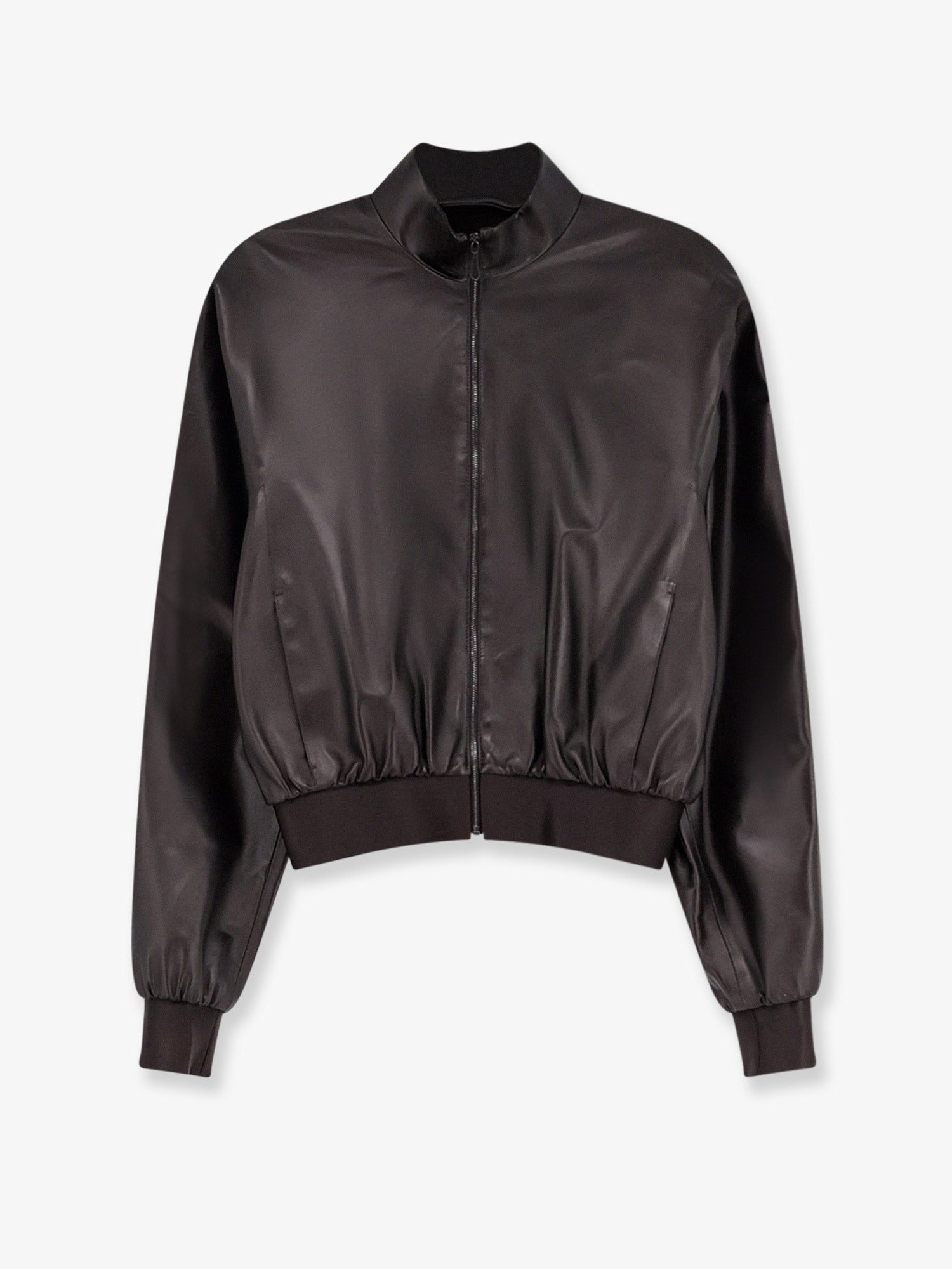 Gucci Women's Soft Nappa Leather Bomber Jacket Brown