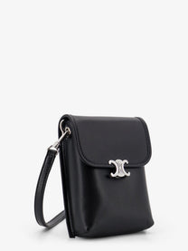 Celine Men's Soft Triomphe Leather Shoulder Bag Black