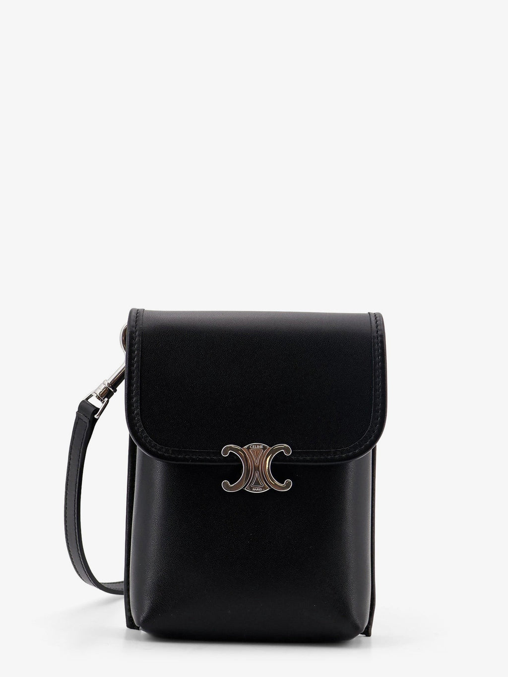 Celine Men's Soft Triomphe Leather Shoulder Bag Black