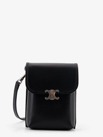 Celine Men's Soft Triomphe Leather Shoulder Bag Black