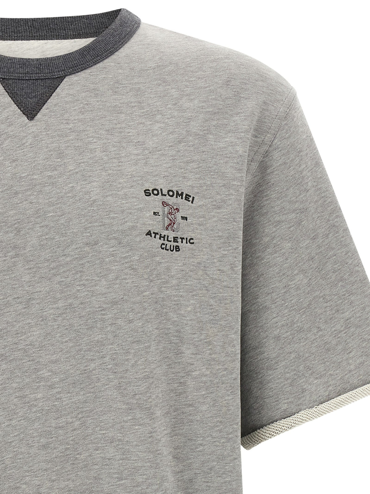 Brunello Cucinelli Solomei Athletic Club Embroidered Sweatshirt Grey, view 3