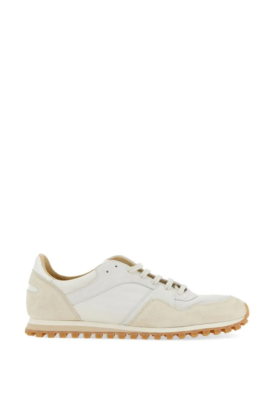 Cream-colored Spalwart men’s Marathon Trail sneaker in suede and leather with a textured rubber sole