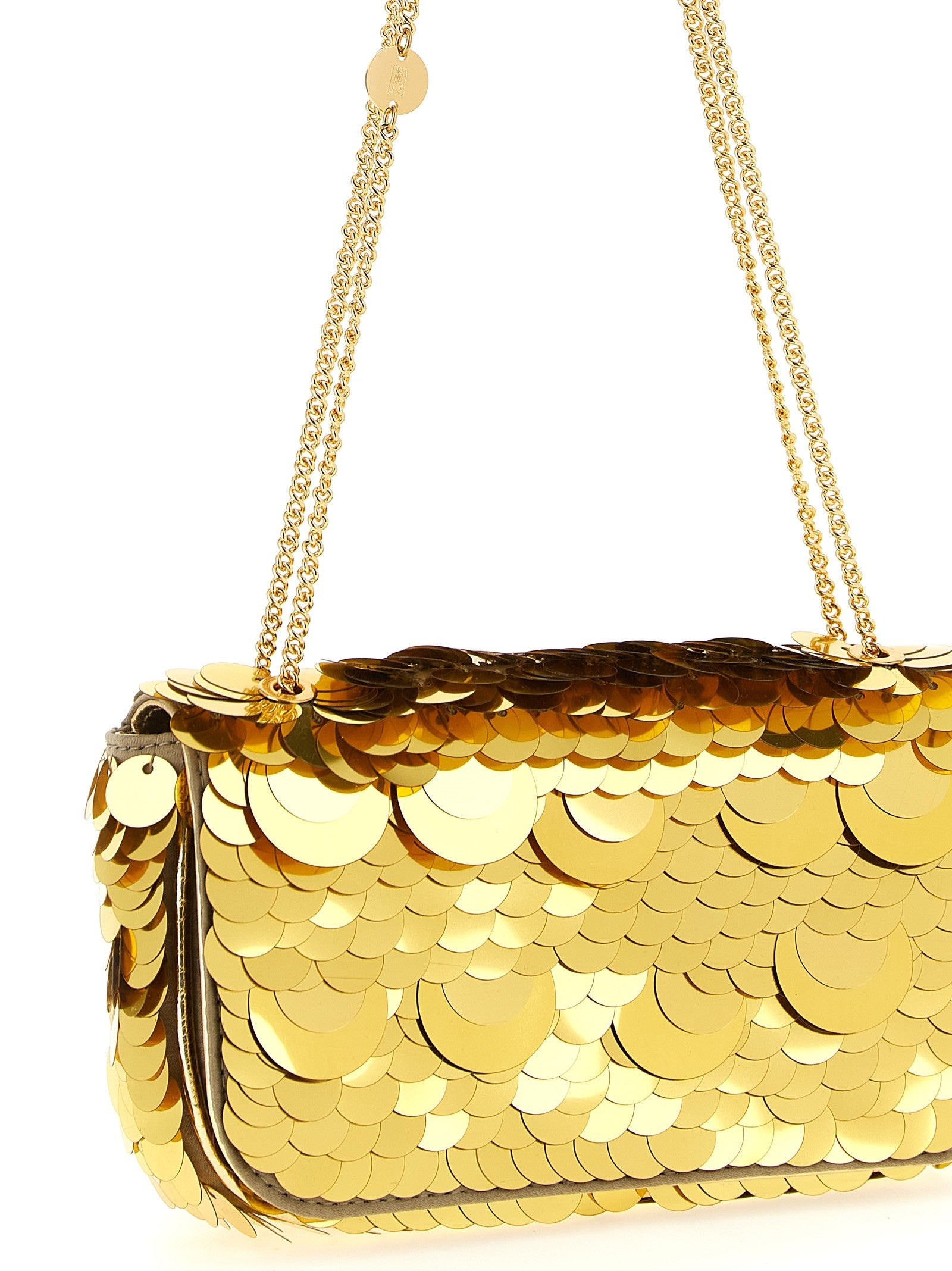 Rabanne Sparkle Baguette Mini Shoulder Bag Gold