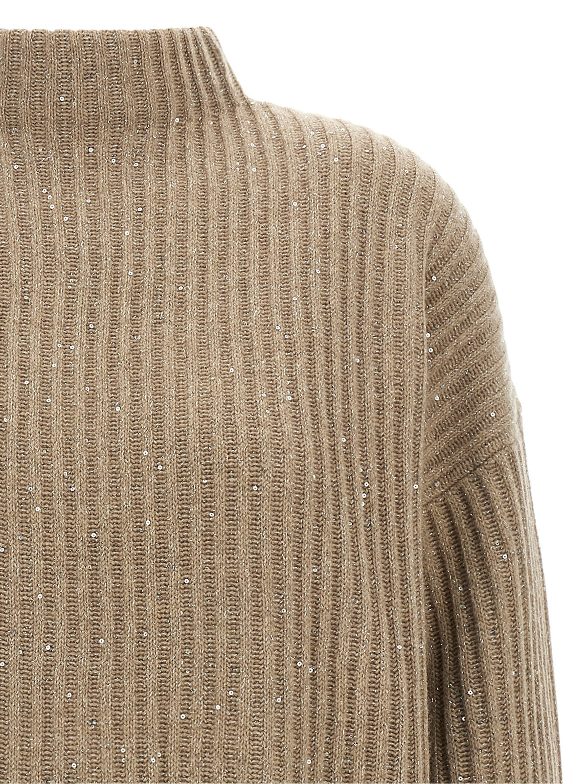 Brunello Cucinelli Sparkling &amp; Dazzling Sweater Beige, view 3