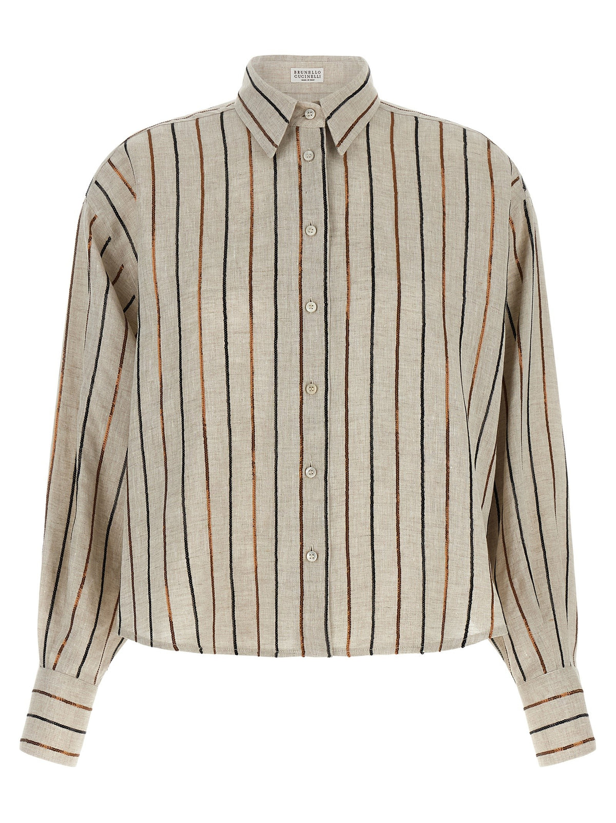 Brunello Cucinelli Sparkling Stripes Shirt Beige