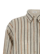 Brunello Cucinelli Sparkling Stripes Shirt Beige, view 3