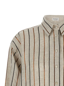 Brunello Cucinelli Sparkling Stripes Shirt Beige