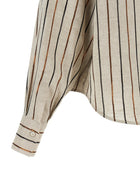 Brunello Cucinelli Sparkling Stripes Shirt Beige, view 4
