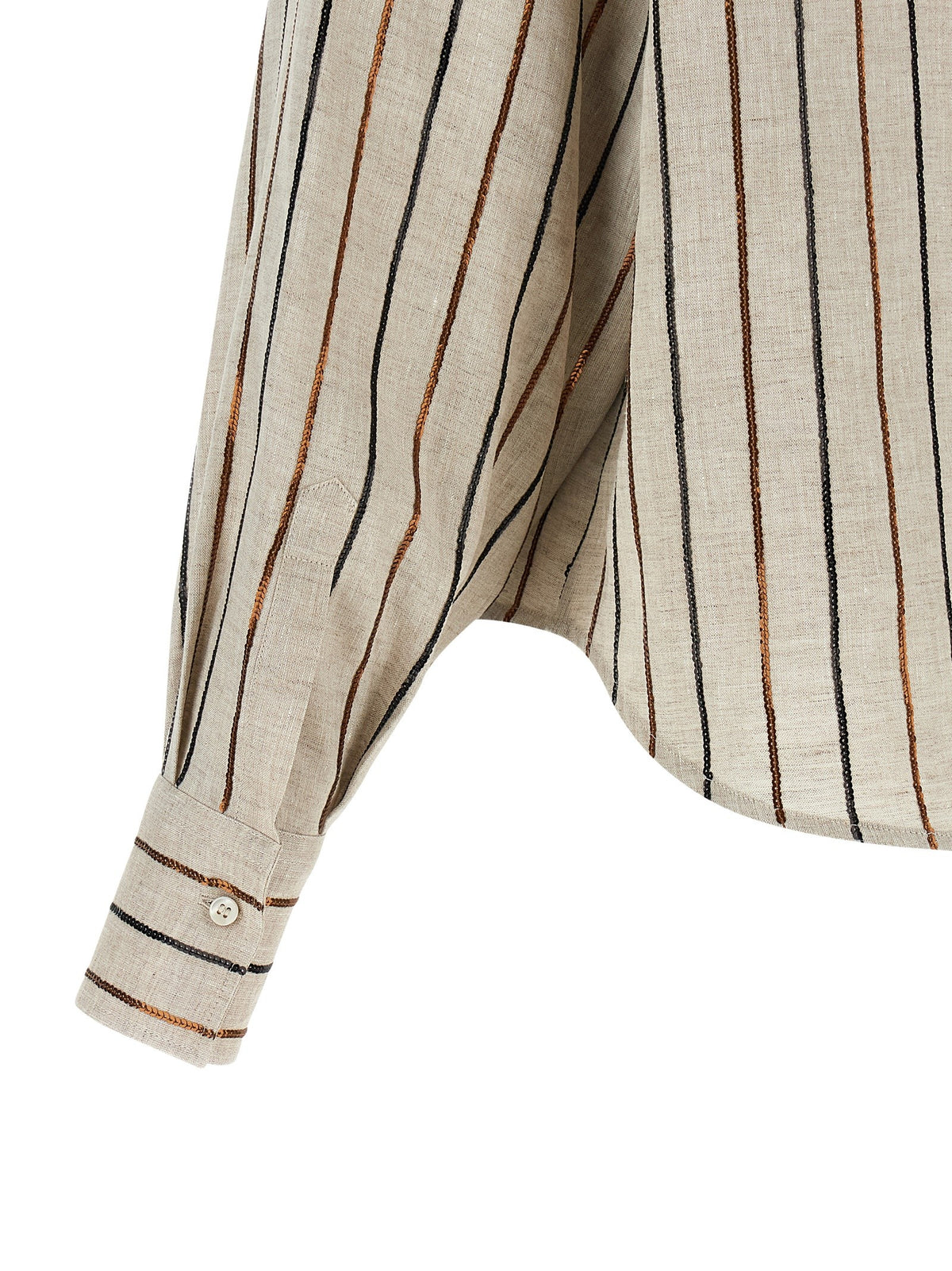 Brunello Cucinelli Sparkling Stripes Shirt Beige