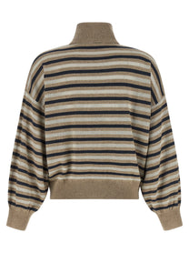 Brunello Cucinelli Sparkling Stripes Sweater Gold