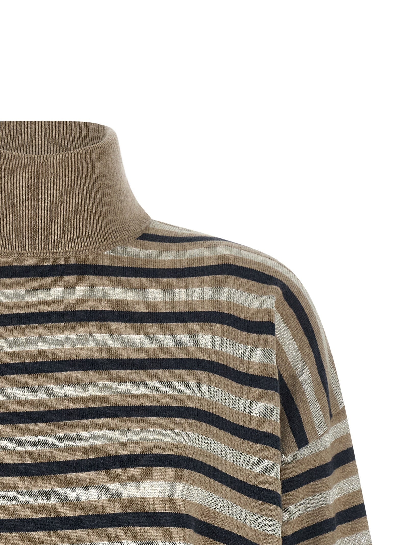 Brunello Cucinelli Sparkling Stripes Sweater Gold