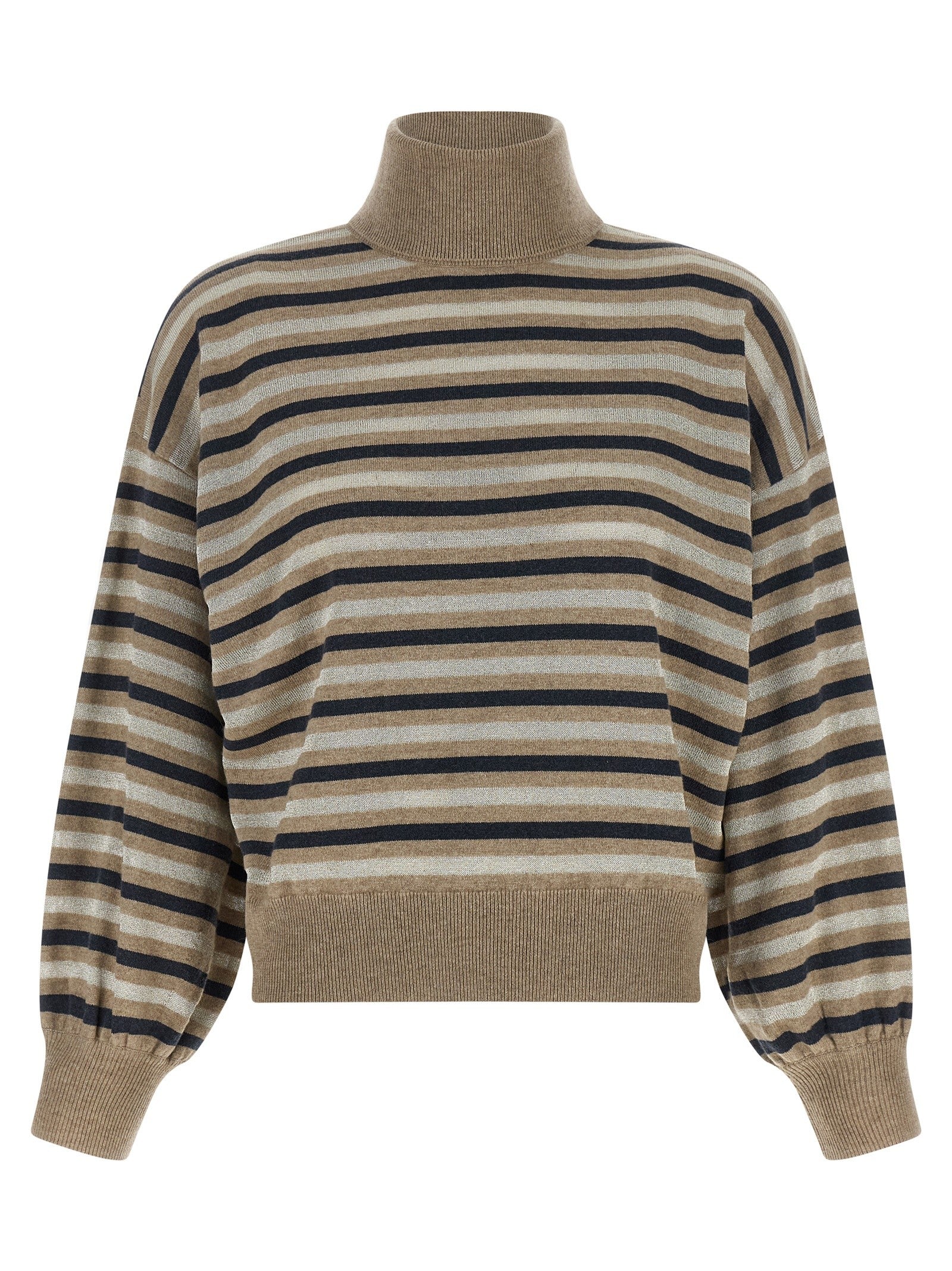 Brunello Cucinelli Sparkling Stripes Sweater Gold