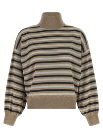 Brunello Cucinelli Sparkling Stripes Sweater Gold