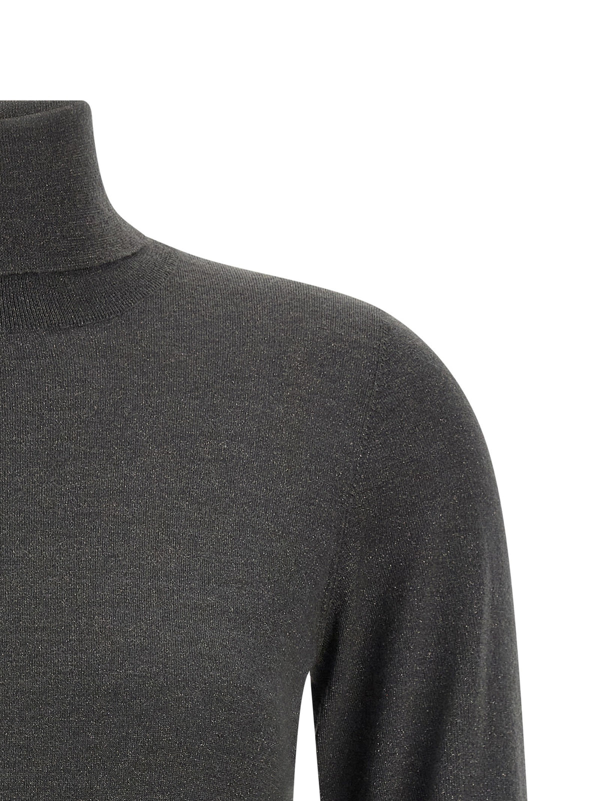 Brunello Cucinelli Sparkling Turtleneck Sweater Grey, view 3