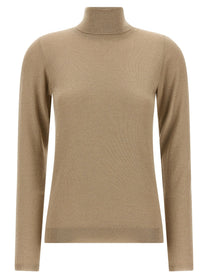 Brunello Cucinelli Sparkling Turtleneck Sweater Beige