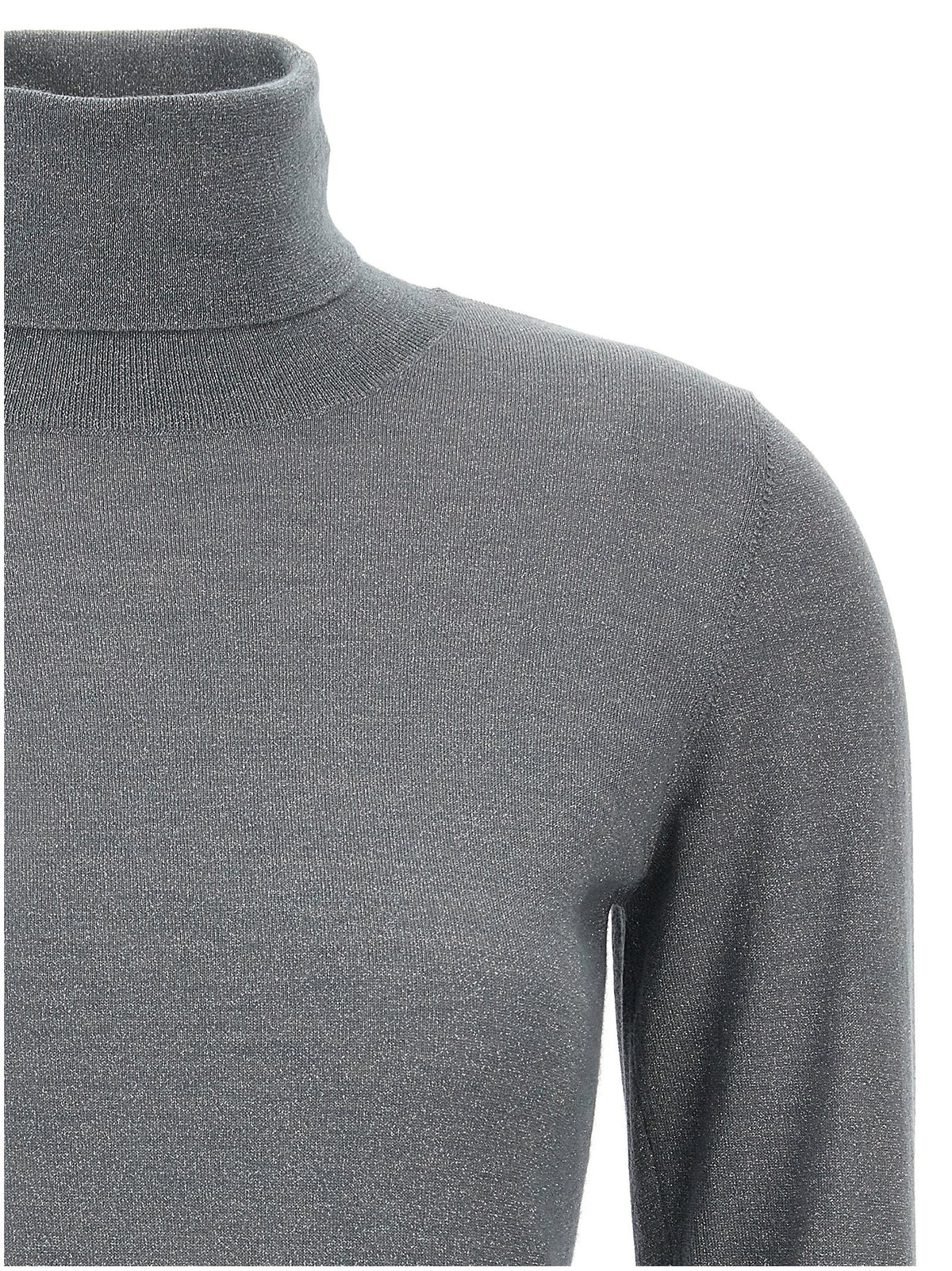 Brunello Cucinelli Sparkling Turtleneck Sweater Grey, view 3