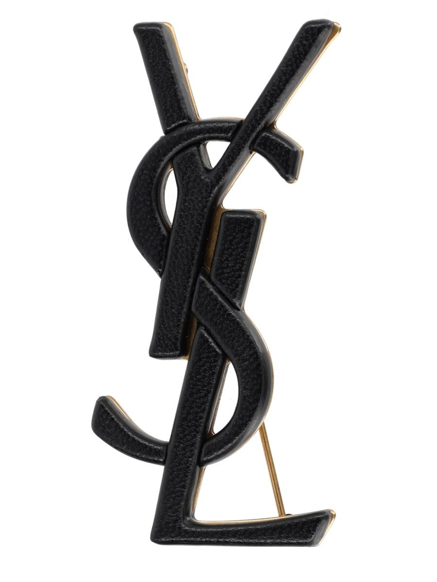 Saint Laurent Women's Leather Spilla Cassandre Black