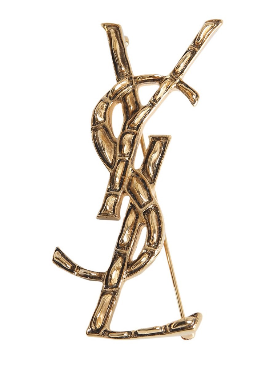 Saint Laurent Women's Spilla Coccodrillo Cassandre Gold