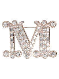 Max Mara Women's Crystal-Embellished Spilla Monogram Gold