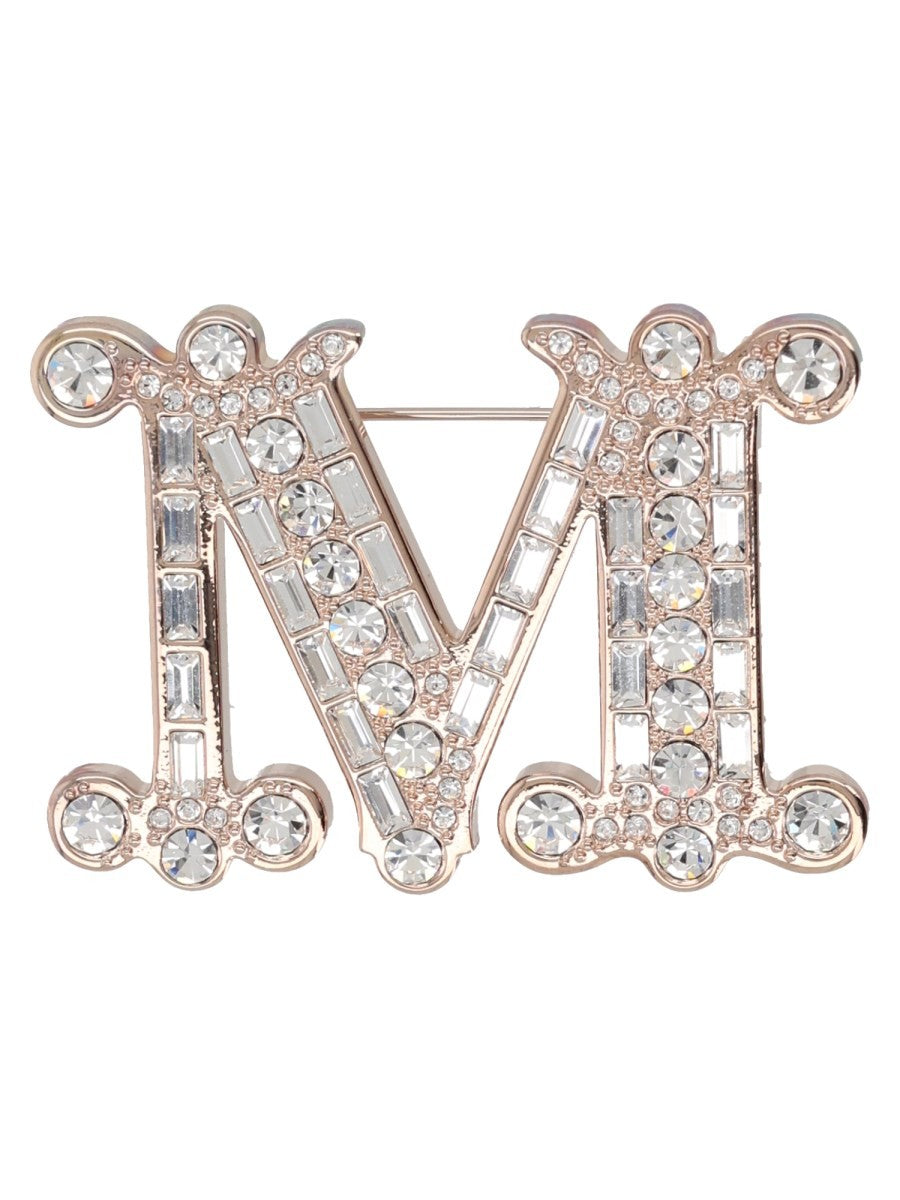 Max Mara Women's Crystal-Embellished Spilla Monogram Gold