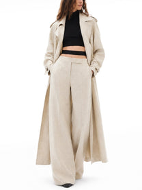 Max Mara Women's Spolverino Doppiopetto in Drill DI Puro Lino Beige