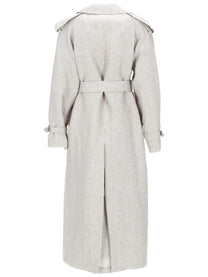 Max Mara Women's Spolverino Doppiopetto in Drill DI Puro Lino Beige
