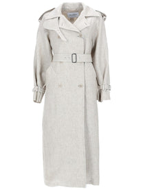 Max Mara Women's Spolverino Doppiopetto in Drill DI Puro Lino Beige