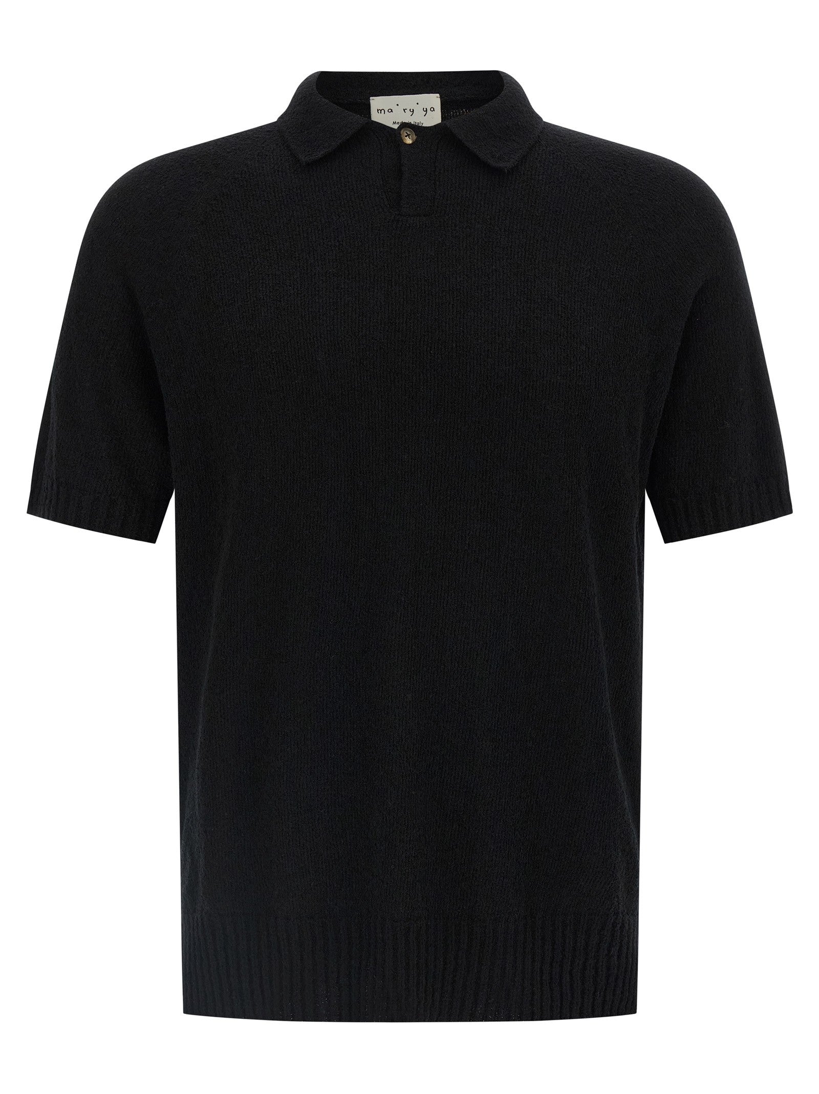 ma' ry' ya Spongy Effect Polo Shirt Black