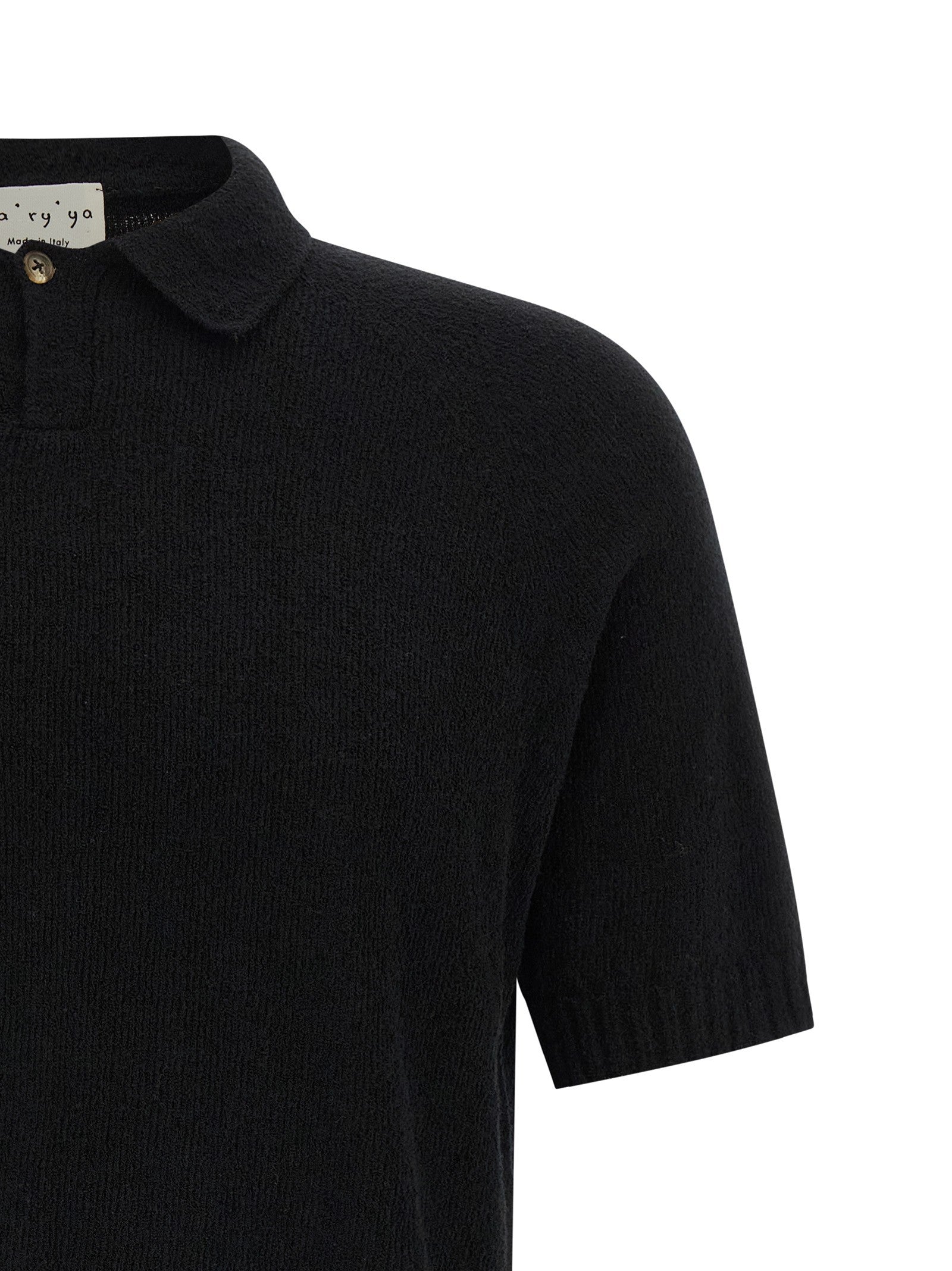 ma' ry' ya Spongy Effect Polo Shirt Black