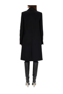 Sportmax women’s black wool coat with classic tailored fit and notched collar ideal for stylish outerwear
