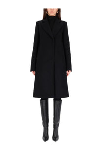 Sportmax women’s black wool coat with notched lapels and straight-cut silhouette for elegant outerwear