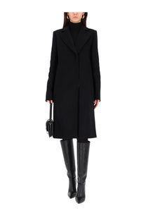 Sportmax women’s black wool coat with notched lapels and straight hemline for stylish cold weather wear