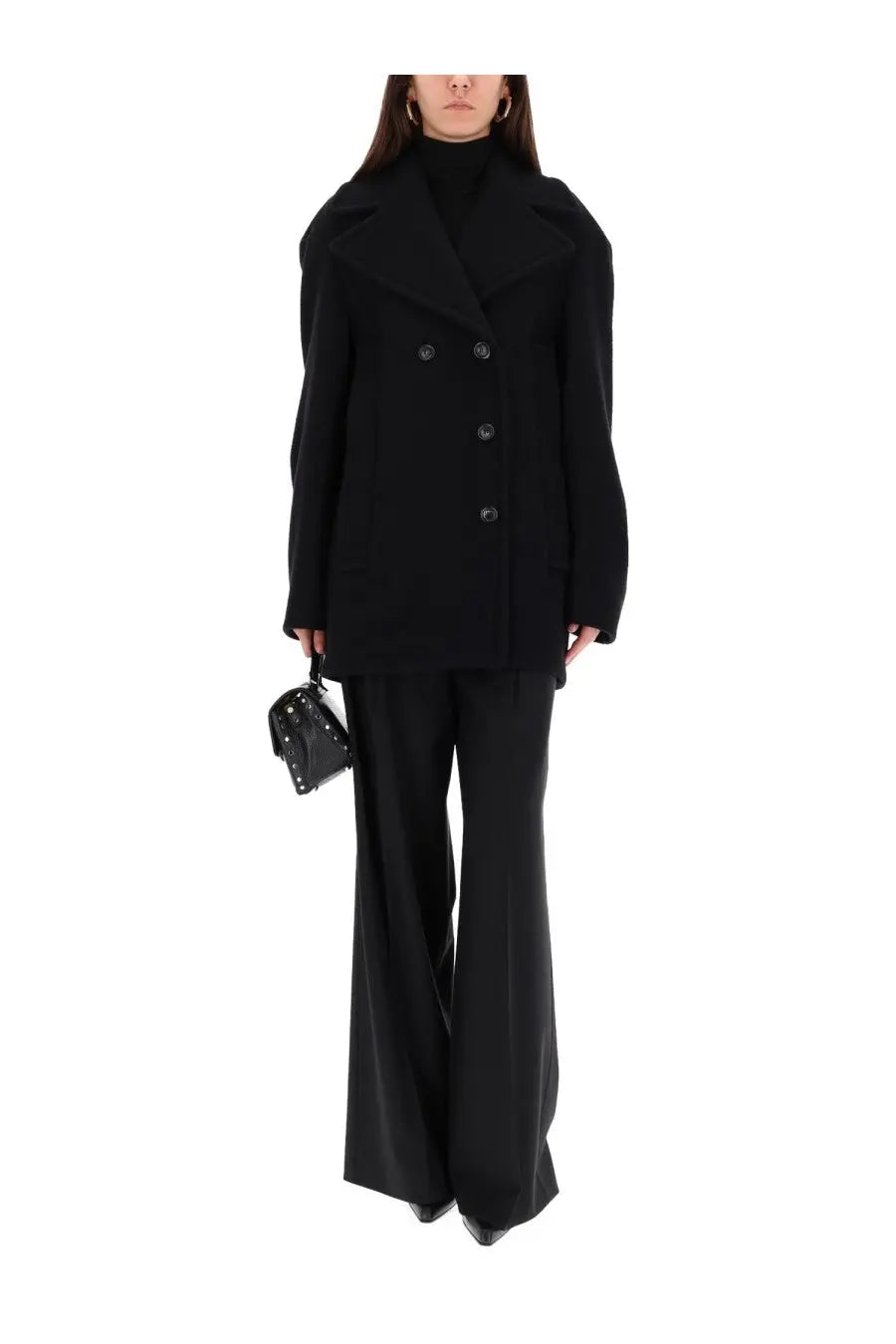 Sportmax Women's Double Breasted Coat Black, view 2