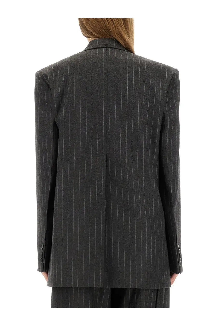 Sportmax women’s double breasted blazer belfordi123 grey dark gray pinstripe tailored fitted jacket