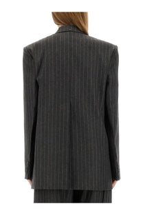 Sportmax women’s double breasted blazer belfordi123 grey dark gray pinstripe tailored fitted jacket