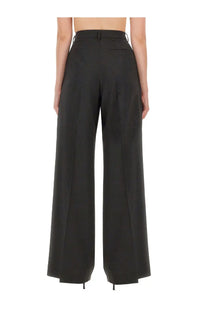 Sportmax women’s black high-waisted wide-leg trousers with tailored fit and subtle front pleats