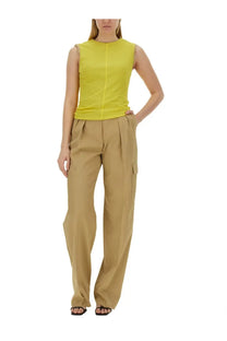 Sportmax women’s yellow sleeveless top with subtle vertical front seam perfect for casual and sporty looks