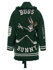 Alanui Sporty Bugs Bunny &amp; Sylvester Cardigan Green