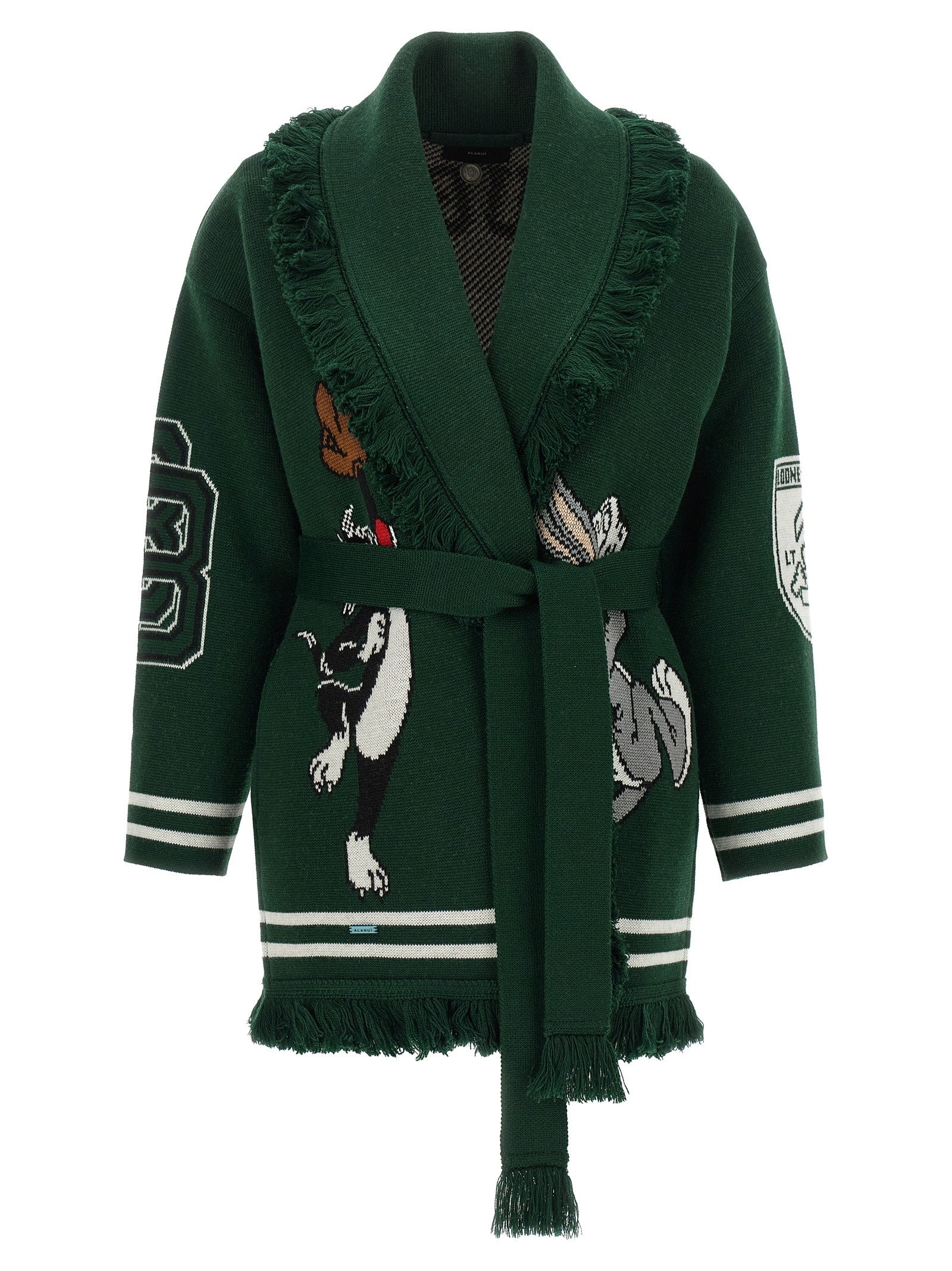 Alanui Sporty Bugs Bunny &amp; Sylvester Cardigan Green