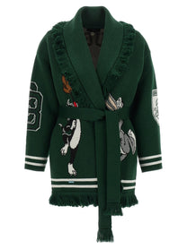 Alanui Sporty Bugs Bunny &amp; Sylvester Cardigan Green