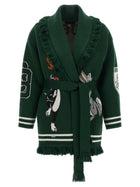 Alanui Sporty Bugs Bunny &amp; Sylvester Cardigan Green