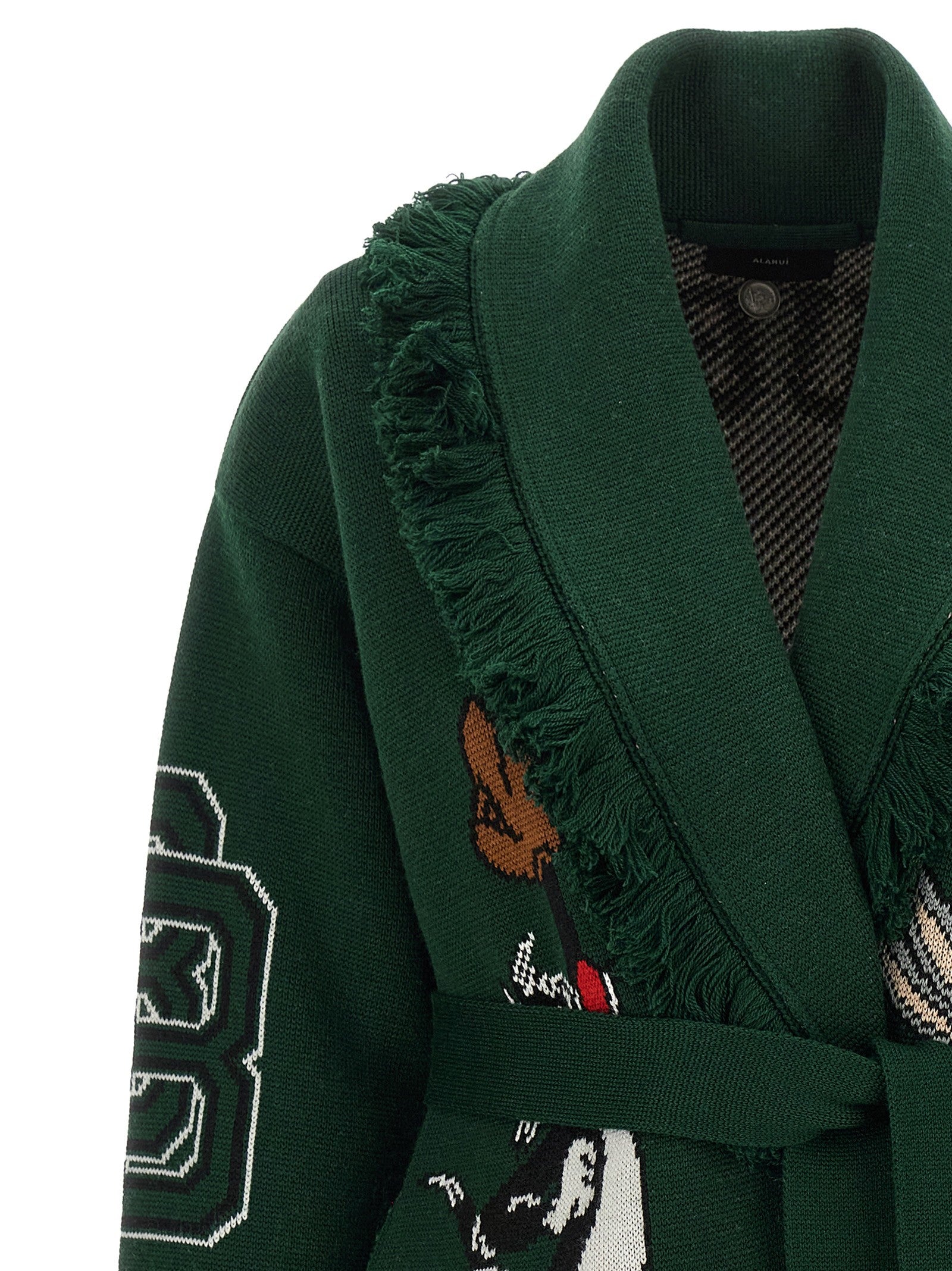 Alanui Sporty Bugs Bunny &amp; Sylvester Cardigan Green
