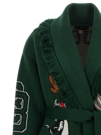 Alanui Sporty Bugs Bunny &amp; Sylvester Cardigan Green