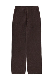 Sporty &amp; Rich unisex brown wool trousers with a subtle textured weave and straight-leg design