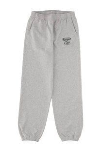 Sporty &amp; rich unisex gray heathered sweatpants with elastic waistband and cuffs featuring nyrc logo on left thigh