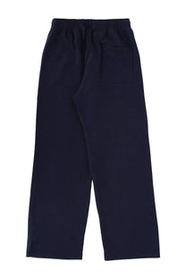 Navy blue cotton sporty and rich unisex sweatpants with elastic waistband and side pocket for casual wear