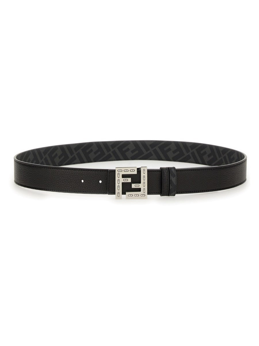 Fendi Men's Sqaured FF Reversible Belt Black