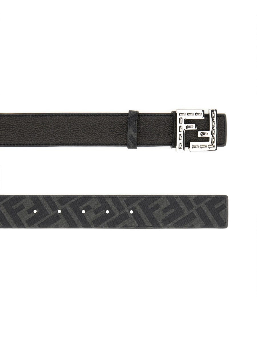 Fendi Men's Sqaured FF Reversible Belt Black
